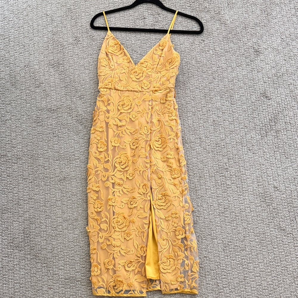 Lovers + Friends Yellow Floral Lace Dress